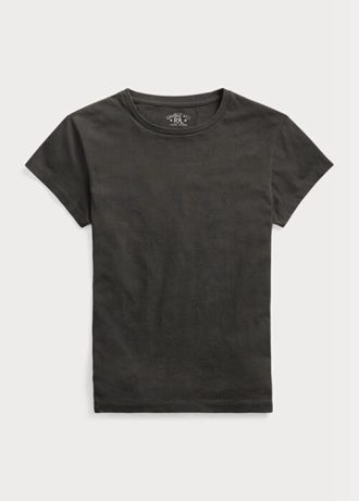 Svarta Ralph Lauren Cotton Jersey T-shirts med rund hals för kvinnor