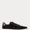 Svarta Ralph Lauren Court Velvet Low-Top Sneakers för män Svarta Ralph Lauren Court Velvet Low-Top Sneakers för män