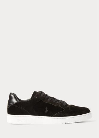 Svarta Ralph Lauren Court Velvet Low-Top Sneakers för män