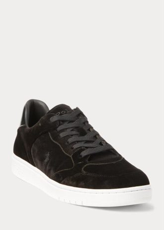 Svarta Ralph Lauren Court Velvet Low-Top Sneakers för män