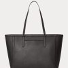 Svarta Ralph Lauren Crosshatch läder stora Clare tygväskor för kvinnor