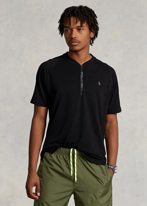 Svarta Ralph Lauren Custom Slim Fit Performance Jersey T-shirts för män Svarta Ralph Lauren Custom Slim Fit Performance Jersey T-shirts för män