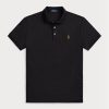 Svarta Ralph Lauren Custom Slim Fit Pikétröjor i mjuk bomull för män Svarta Ralph Lauren Custom Slim Fit Pikétröjor i mjuk bomull för män