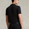 Svarta Ralph Lauren Custom Slim Fit Pikétröjor i mjuk bomull för män Svarta Ralph Lauren Custom Slim Fit Pikétröjor i mjuk bomull för män