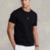 Svarta Ralph Lauren Custom Slim Fit T-shirts med rund hals för män Svarta Ralph Lauren Custom Slim Fit T-shirts med rund hals för män