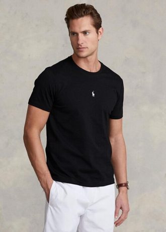 Svarta Ralph Lauren Custom Slim Fit T-shirts med rund hals för män
