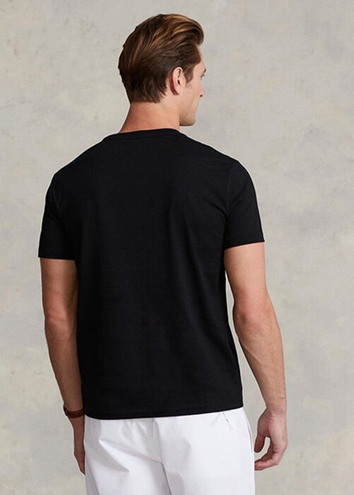 Svarta Ralph Lauren Custom Slim Fit T-shirts med rund hals för män Svarta Ralph Lauren Custom Slim Fit T-shirts med rund hals för män