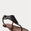 Svarta Ralph Lauren Delancie Welington sandaler i kalvskinn för kvinnor Svarta Ralph Lauren Delancie Welington sandaler i kalvskinn för kvinnor