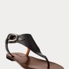 Svarta Ralph Lauren Delancie Welington sandaler i kalvskinn för kvinnor Svarta Ralph Lauren Delancie Welington sandaler i kalvskinn för kvinnor