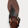Svarta Ralph Lauren Delancie Welington sandaler i kalvskinn för kvinnor Svarta Ralph Lauren Delancie Welington sandaler i kalvskinn för kvinnor