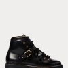 Svarta Ralph Lauren Dimicia Welington Burnishedie-stövlar för kvinnor Svarta Ralph Lauren Dimicia Welington Burnishedie-stövlar för kvinnor