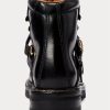 Svarta Ralph Lauren Dimicia Welington Burnishedie-stövlar för kvinnor Svarta Ralph Lauren Dimicia Welington Burnishedie-stövlar för kvinnor