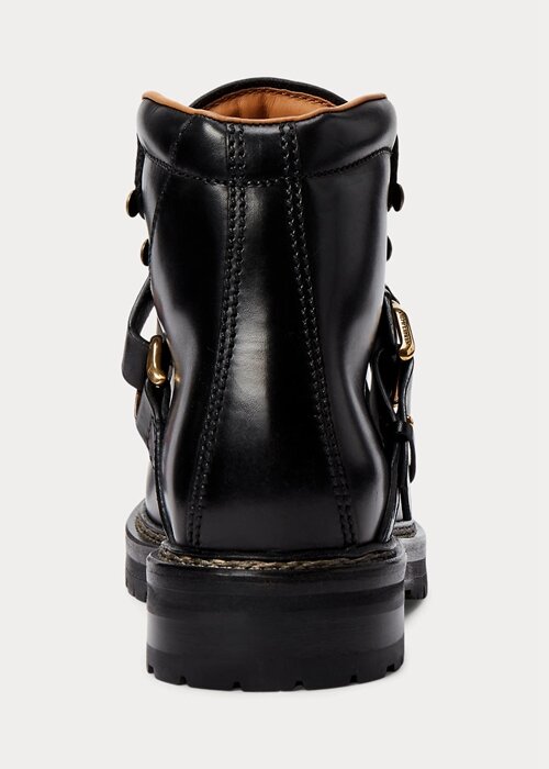Svarta Ralph Lauren Dimicia Welington Burnishedie-stövlar för kvinnor Svarta Ralph Lauren Dimicia Welington Burnishedie-stövlar för kvinnor