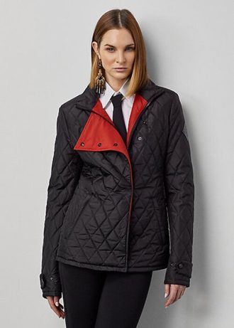 Svarta Ralph Lauren Doma Silk Taffeta-jackor för kvinnor