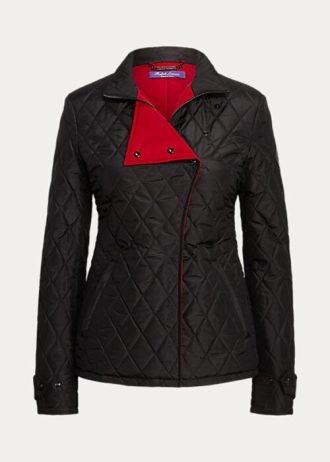 Svarta Ralph Lauren Doma Silk Taffeta-jackor för kvinnor