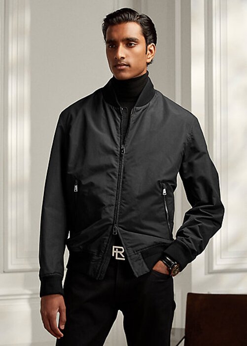 Svarta Ralph Lauren Drayton Bomberjackor i bomullsblandning för män Svarta Ralph Lauren Drayton Bomberjackor i bomullsblandning för män