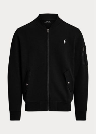 Svarta Ralph Lauren dubbelstickade bomberjackor för män