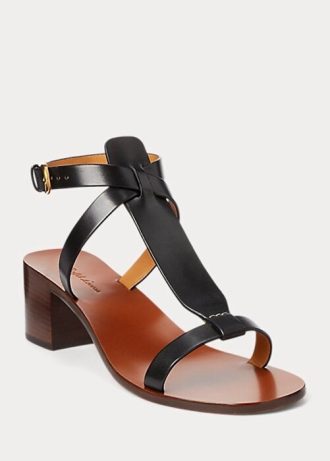 Svarta Ralph Lauren Dyllon sandaler i polerat kalvskinn för kvinnor