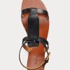 Svarta Ralph Lauren Dyllon sandaler i polerat kalvskinn för kvinnor Svarta Ralph Lauren Dyllon sandaler i polerat kalvskinn för kvinnor