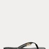 Svarta Ralph Lauren Emalia Nappa flip flops i läder för kvinnor Svarta Ralph Lauren Emalia Nappa flip flops i läder för kvinnor