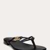 Svarta Ralph Lauren Emalia Nappa flip flops i läder för kvinnor Svarta Ralph Lauren Emalia Nappa flip flops i läder för kvinnor