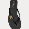Svarta Ralph Lauren Emalia Nappa flip flops i läder för kvinnor Svarta Ralph Lauren Emalia Nappa flip flops i läder för kvinnor