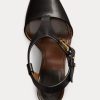 Svarta Ralph Lauren Emilie Welington sandaler i kalvskinn för kvinnor Svarta Ralph Lauren Emilie Welington sandaler i kalvskinn för kvinnor