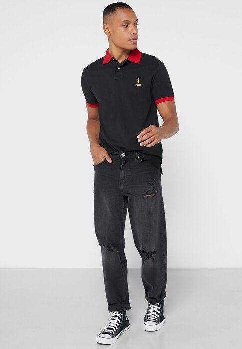 Svarta Ralph Lauren Essential T-shirts för män Svarta Ralph Lauren Essential T-shirts för män