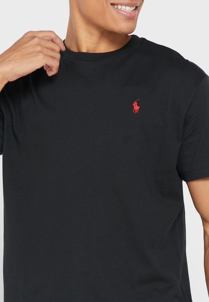 Svarta Ralph Lauren Essential T-shirts med rund hals för män Svarta Ralph Lauren Essential T-shirts med rund hals för män