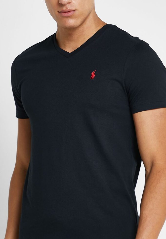Svarta Ralph Lauren Essential T-shirts med V-ringad herr
