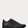 Svarta Ralph Lauren Ethan Sneakers i kalvskinn för män Svarta Ralph Lauren Ethan Sneakers i kalvskinn för män
