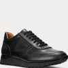 Svarta Ralph Lauren Ethan Sneakers i kalvskinn för män Svarta Ralph Lauren Ethan Sneakers i kalvskinn för män