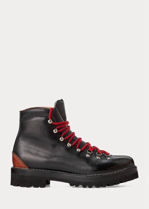 Svarta Ralph Lauren Fidel polerade kalvskinnstövlar för män Svarta Ralph Lauren Fidel polerade kalvskinnstövlar för män