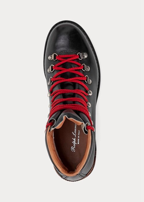 Svarta Ralph Lauren Fidel polerade kalvskinnstövlar för män Svarta Ralph Lauren Fidel polerade kalvskinnstövlar för män