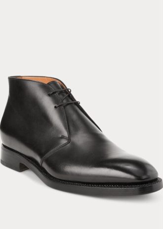 Svarta Ralph Lauren Frasco Calfskinn Chelsea-stövlar för män