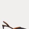 Svarta Ralph Lauren Garland Slingback klackar i kalvskinn för kvinnor Svarta Ralph Lauren Garland Slingback klackar i kalvskinn för kvinnor
