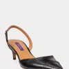 Svarta Ralph Lauren Garland Slingback klackar i kalvskinn för kvinnor Svarta Ralph Lauren Garland Slingback klackar i kalvskinn för kvinnor