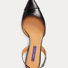 Svarta Ralph Lauren Garland Slingback klackar i kalvskinn för kvinnor Svarta Ralph Lauren Garland Slingback klackar i kalvskinn för kvinnor