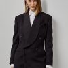 Svarta Ralph Lauren Gregory Jacquard Smokingjackor för kvinnor Svarta Ralph Lauren Gregory Jacquard Smokingjackor för kvinnor