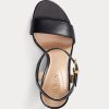 Svarta Ralph Lauren Gwen polerade lädersandaler för kvinnor Svarta Ralph Lauren Gwen polerade lädersandaler för kvinnor