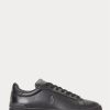 Svarta Ralph Lauren Heritage Court II lädersneakers för män Svarta Ralph Lauren Heritage Court II lädersneakers för män