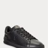 Svarta Ralph Lauren Heritage Court II lädersneakers för män Svarta Ralph Lauren Heritage Court II lädersneakers för män