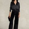 Svarta Ralph Lauren High-rise vidbens jeans för kvinnor Svarta Ralph Lauren High-rise vidbens jeans för kvinnor