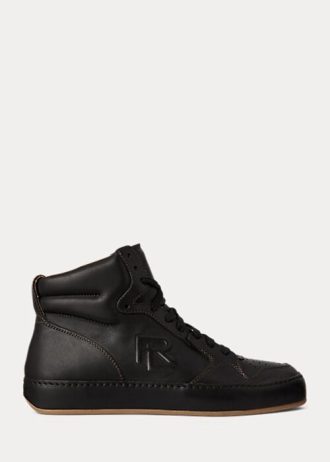 Svarta Ralph Lauren Jaemyn Calfskin High-Top Sneakers för kvinnor Svarta Ralph Lauren Jaemyn Calfskin High-Top Sneakers för kvinnor
