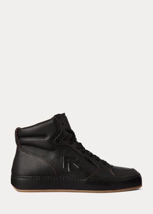 Svarta Ralph Lauren Jaemyn Calfskin High-Top Sneakers för kvinnor Svarta Ralph Lauren Jaemyn Calfskin High-Top Sneakers för kvinnor