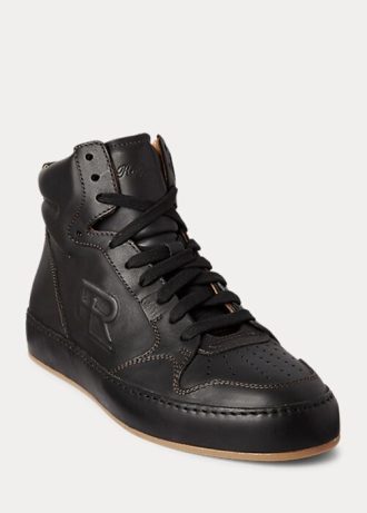 Svarta Ralph Lauren Jaemyn Calfskin High-Top Sneakers för kvinnor Svarta Ralph Lauren Jaemyn Calfskin High-Top Sneakers för kvinnor