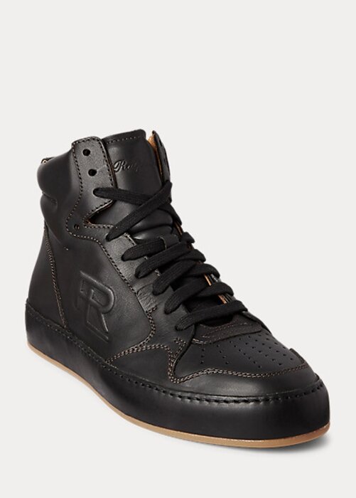 Svarta Ralph Lauren Jaemyn Calfskin High-Top Sneakers för kvinnor Svarta Ralph Lauren Jaemyn Calfskin High-Top Sneakers för kvinnor