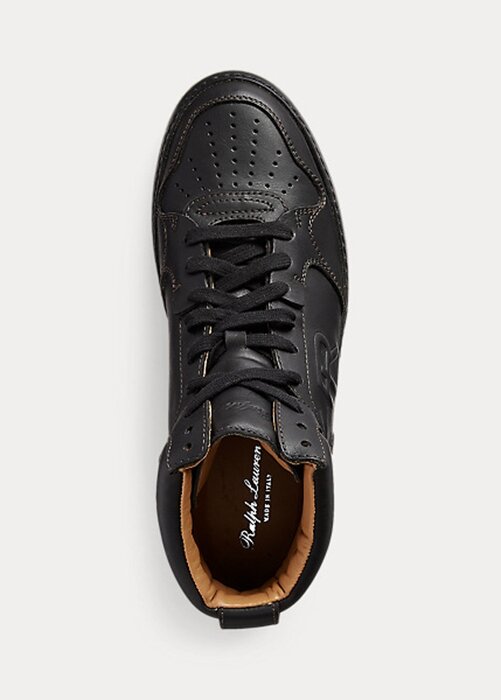 Svarta Ralph Lauren Jaemyn Calfskin High-Top Sneakers för kvinnor Svarta Ralph Lauren Jaemyn Calfskin High-Top Sneakers för kvinnor