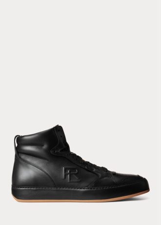 Svarta Ralph Lauren Jaemyn Calfskin High-Top Sneakers för män