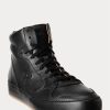 Svarta Ralph Lauren Jaemyn Calfskin High-Top Sneakers för män Svarta Ralph Lauren Jaemyn Calfskin High-Top Sneakers för män